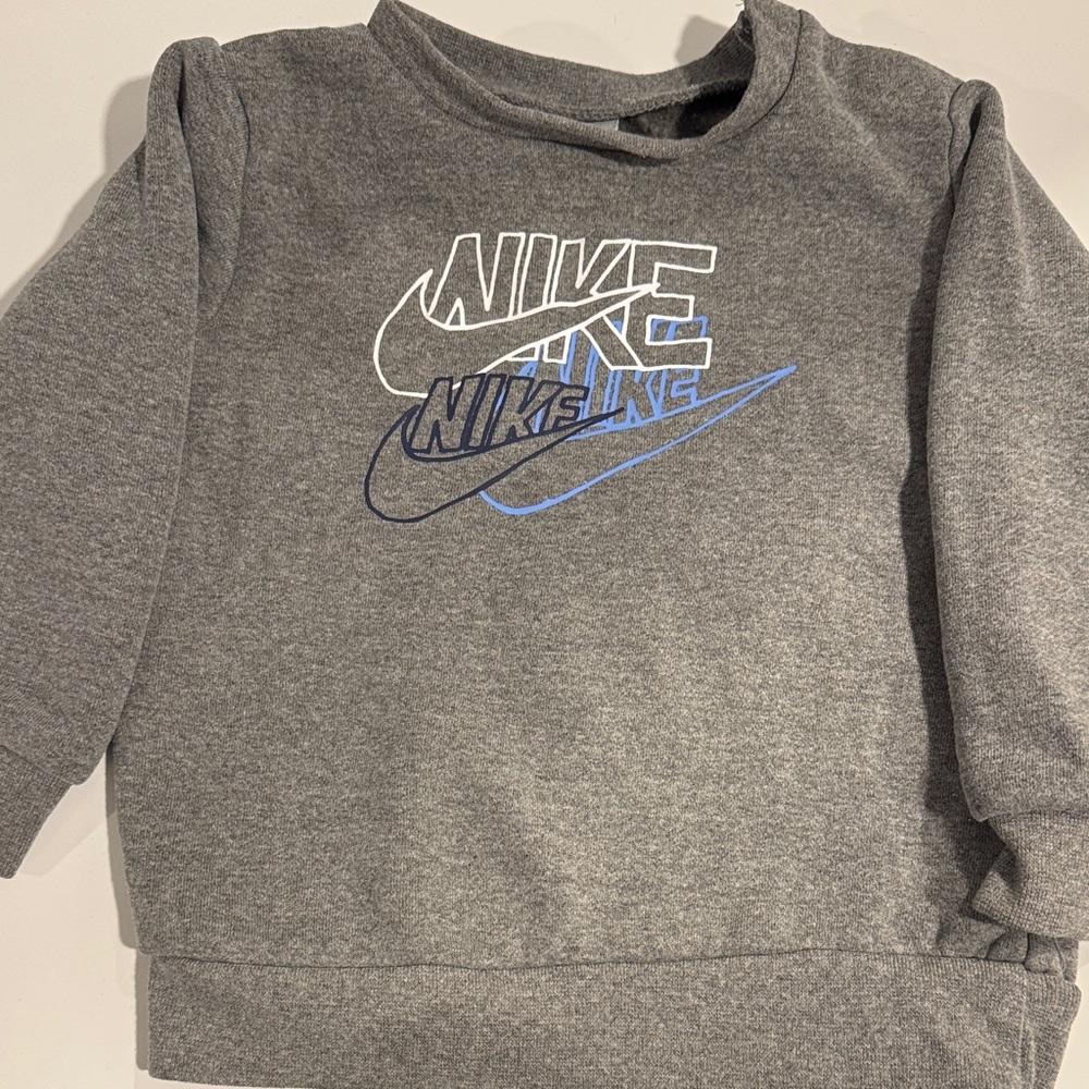 Nike Kids Gray Sweatshirt with Blue Logo